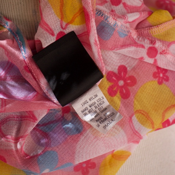 Vintage 90's Sheila Moon Mesh Short Sleeve Flower Power Cycling Top Made In USA - Picture 14 of 14